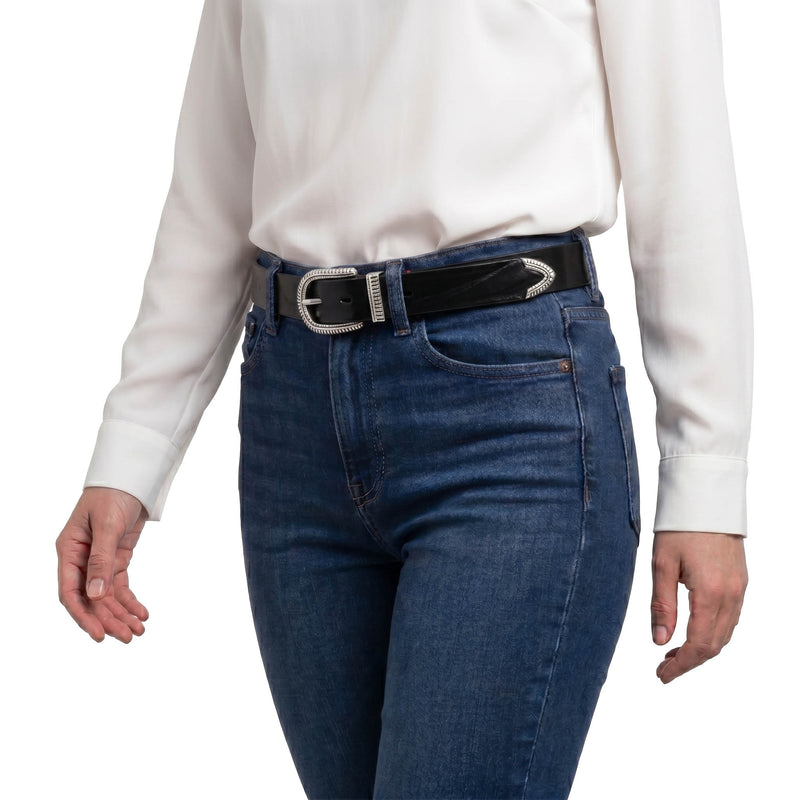 Belt with silver buckle