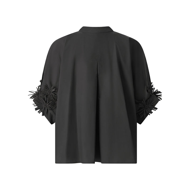 MeiMeij Oversized Bluse mit Blumendetails Damen