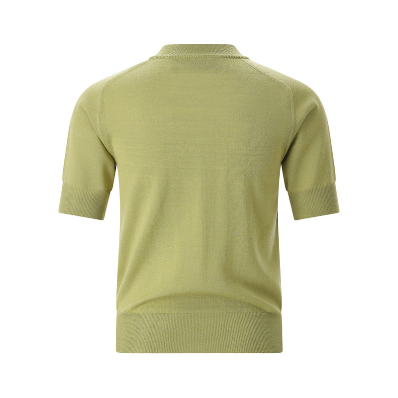 Kurzarm-Strickjacke mit Logo L / Grün