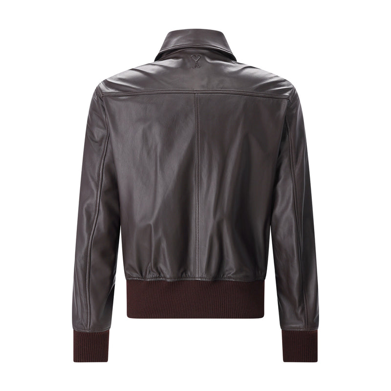 Jacke aus Leder XL / Dunkelbraun