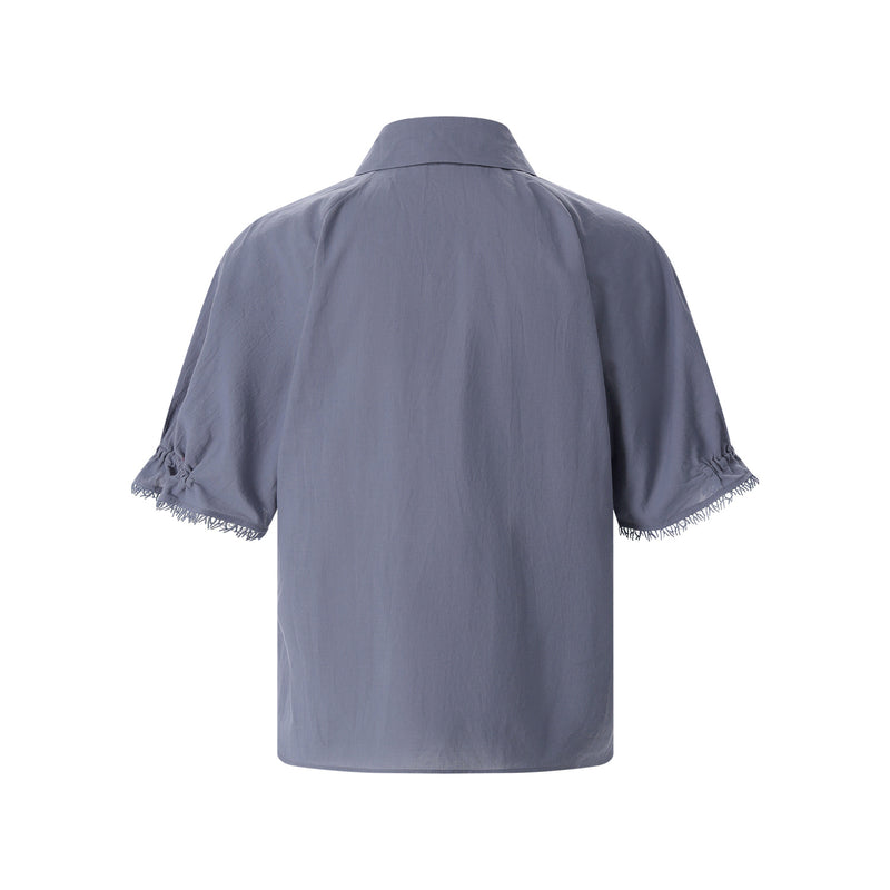 Kurzarmbluse aus Baumwolle 44 / Blau