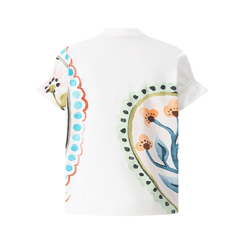Herzens Kurzarmbluse mit floralem Print Damen