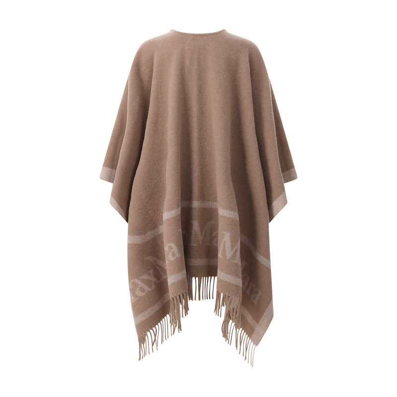 Poncho aus Wolle One Size / Hellbraun