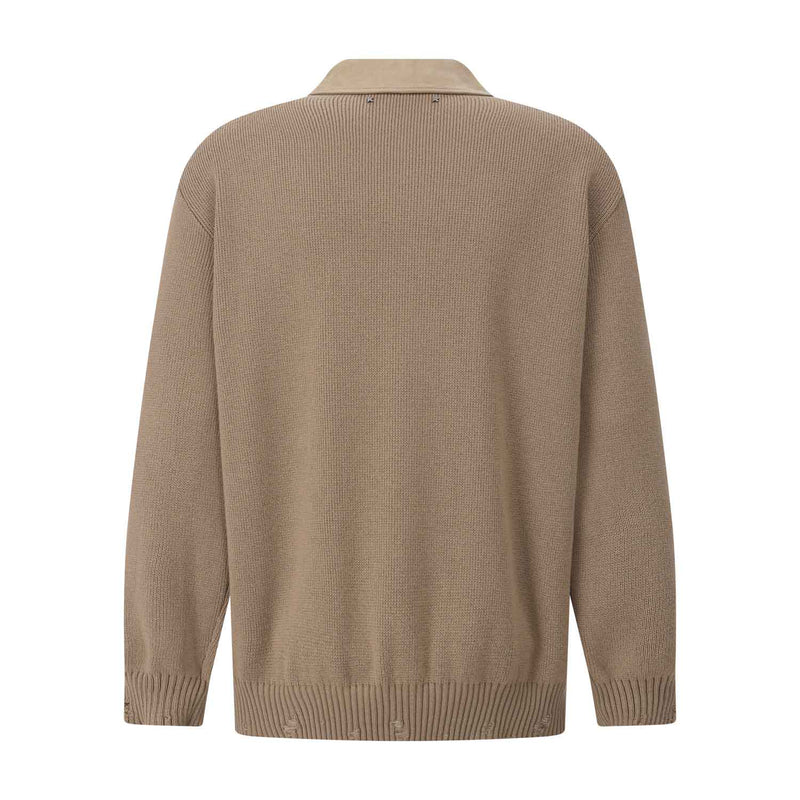 Golden Goose Lederjacke mit Ärmeln und Rücken aus Wollmischung Herren