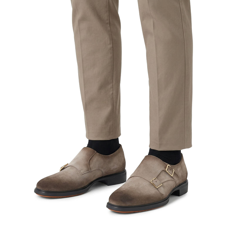 Doppel-Monkstraps aus Veloursleder