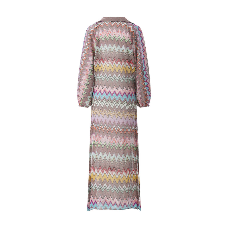 Maxikleid im Zickzack-Design 42 / Multicolor