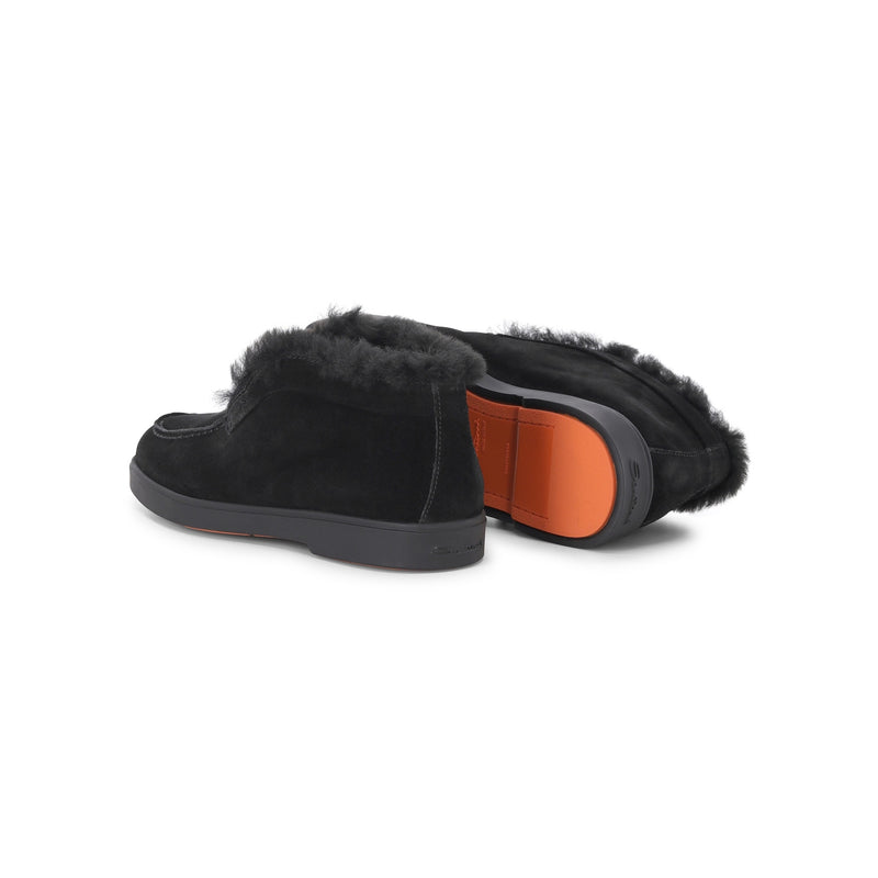 Santoni Desert Boot aus Veloursleder mit Pelzfutter Damen