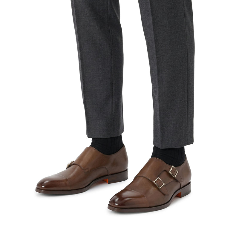 Doppel-Monkstraps aus Glattleder