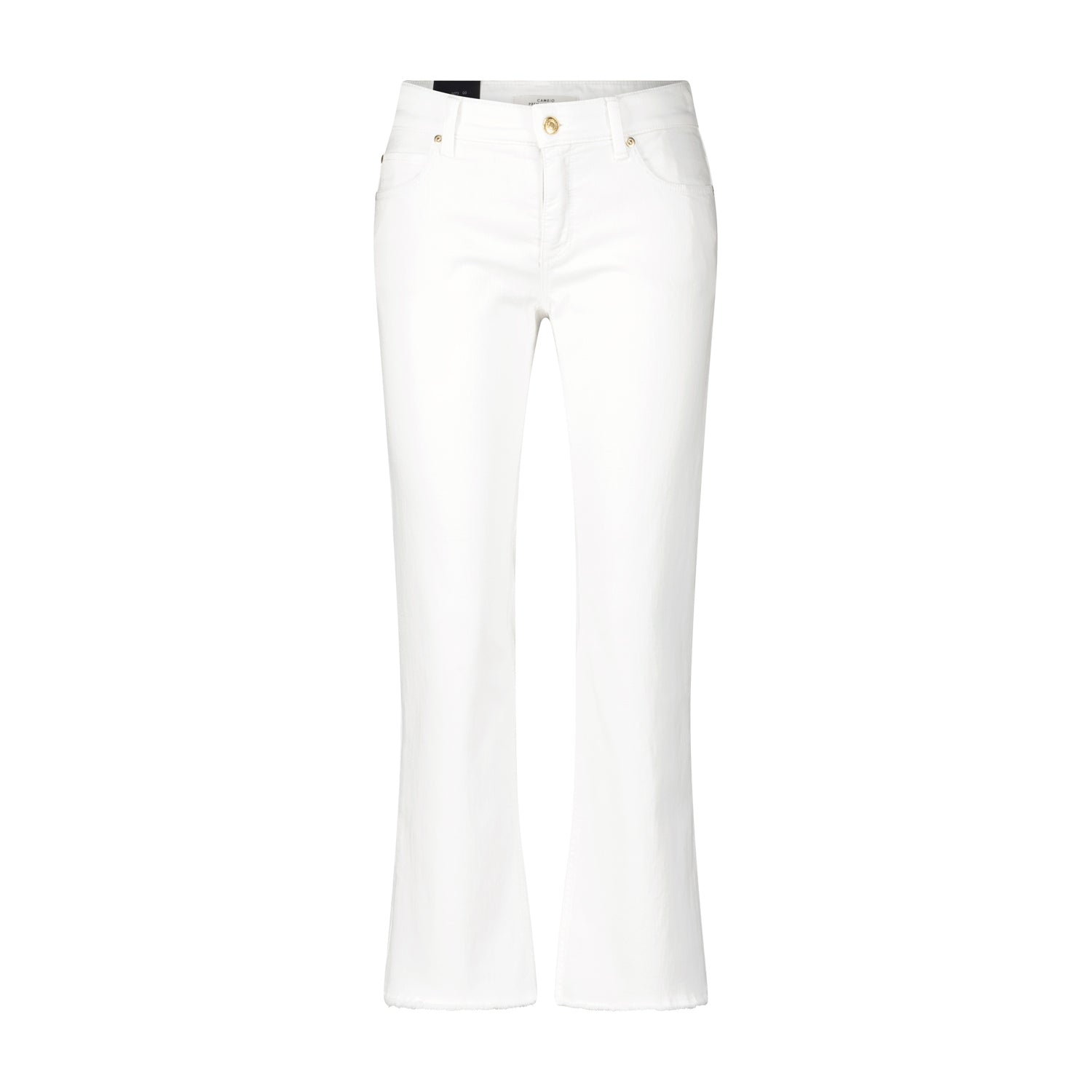 Weiße Jeans mit weitem Bein und offenem Saum