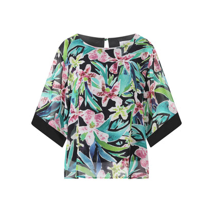 Weites Blusenshirt mit Blumenprint 48 / Multicolor