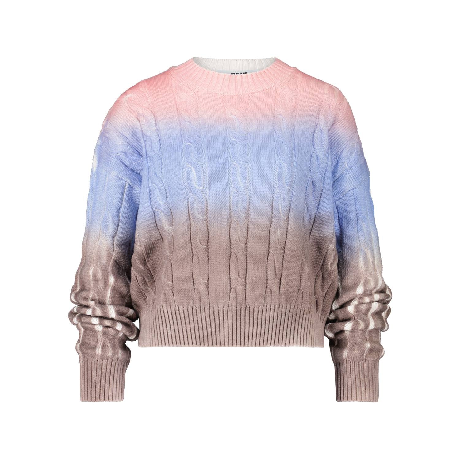 Zopfstrick-Sweater mit Dipdye-Effekt