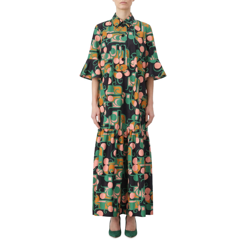 La Double J Maxikleid mit Retro-Muster Damen