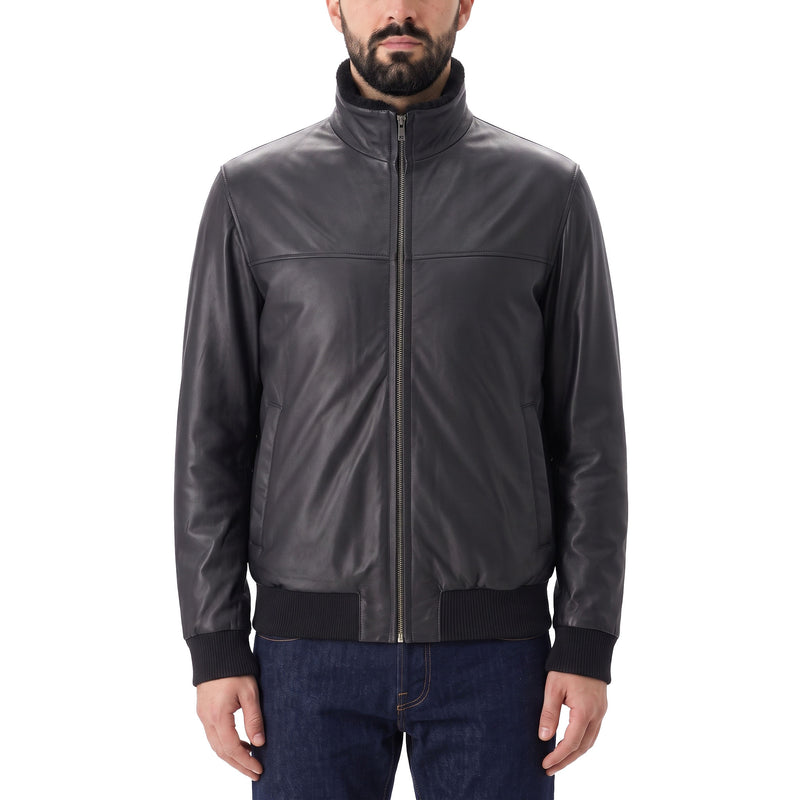 Tombolini Lederjacke mit Fellkragen Herren