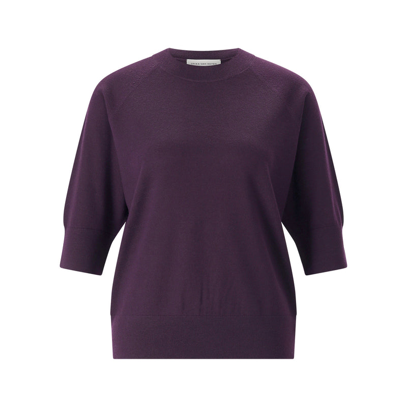Dries van Noten Kurzarmpullover Tuan aus Merinowolle Damen