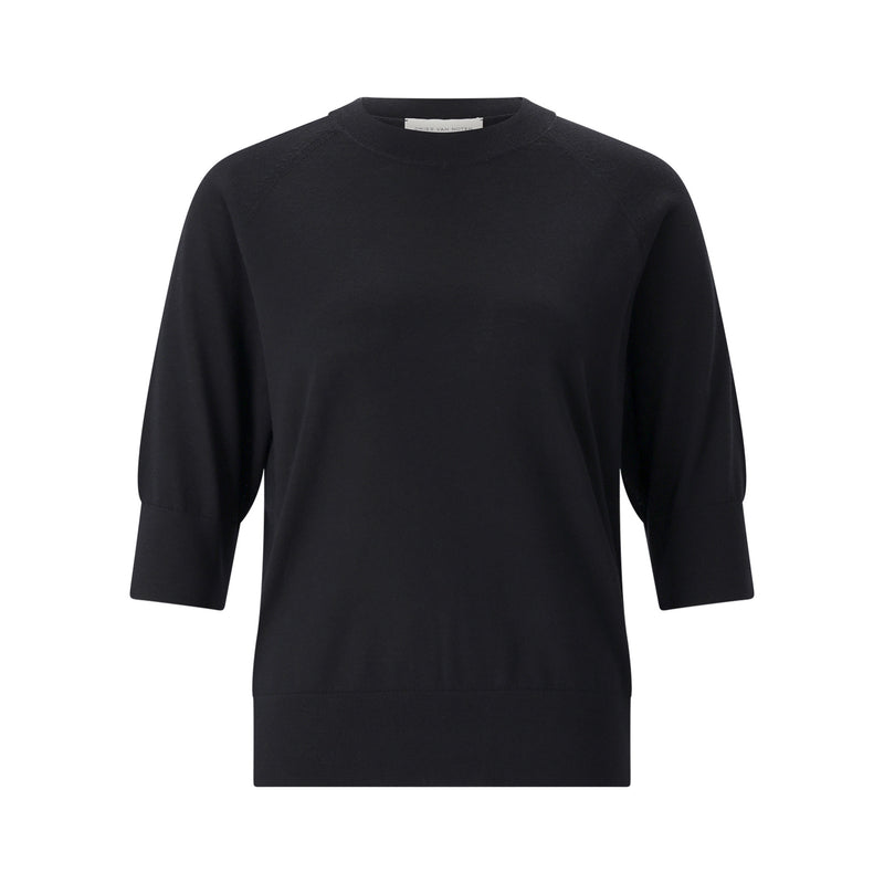 Kurzarmpullover Tuan aus Merinowolle L / Schwarz