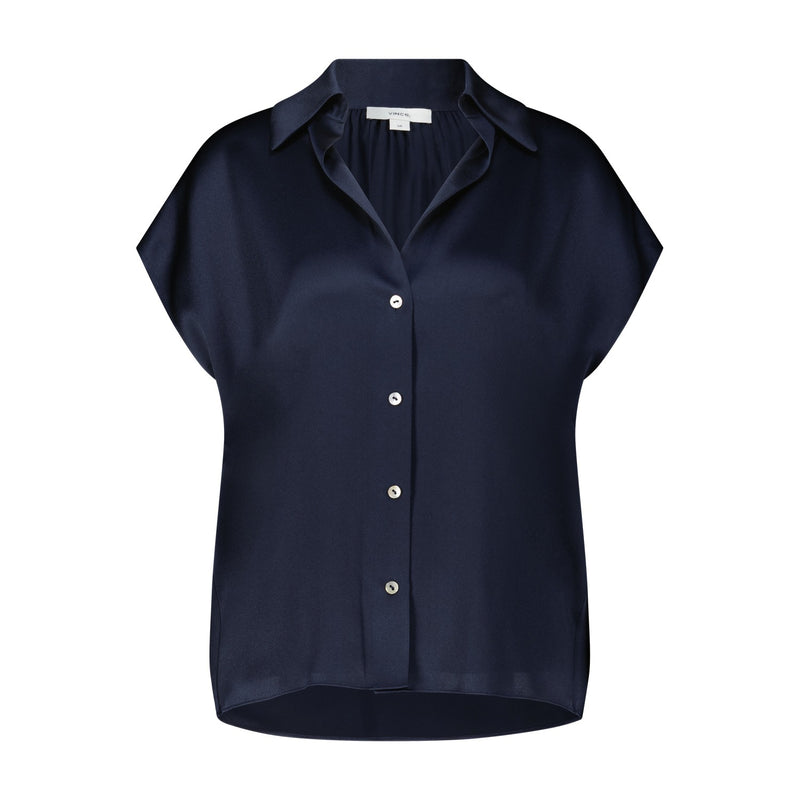 Vince Kurzarm-Bluse aus Seide Damen