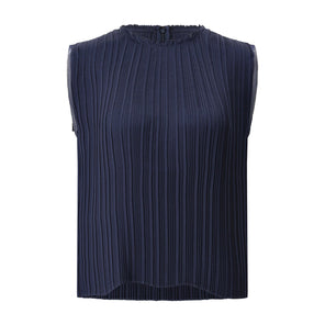 Faltentop aus Satin XL / Dunkelblau