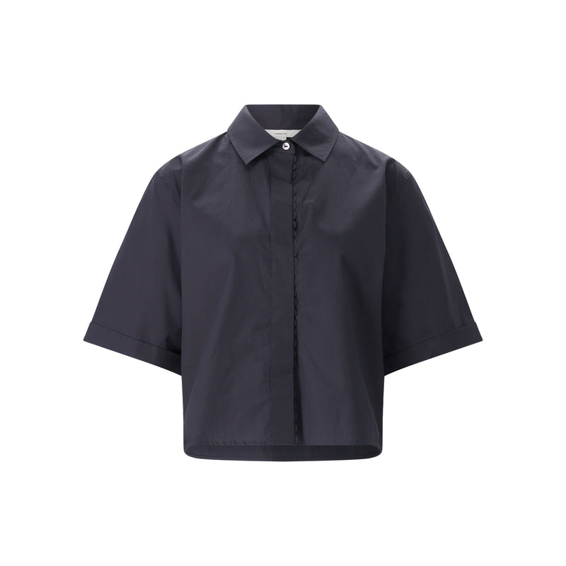 Kurzarm-Hemdbluse aus Baumwolle L / Dunkelblau