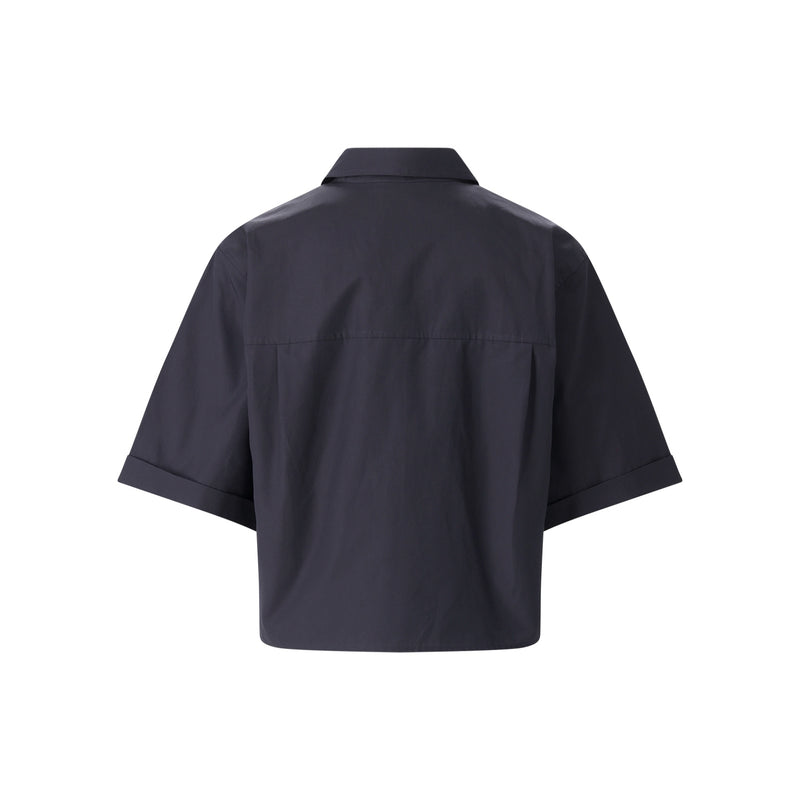 Kurzarm-Hemdbluse aus Baumwolle L / Dunkelblau