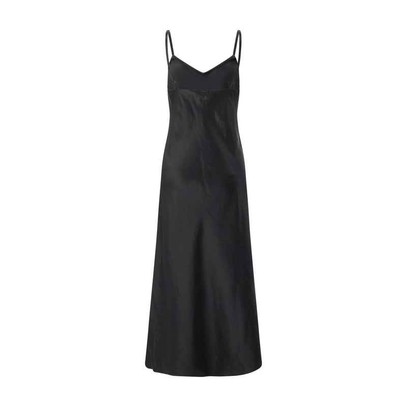 Maxikleid aus Satin XL / Schwarz