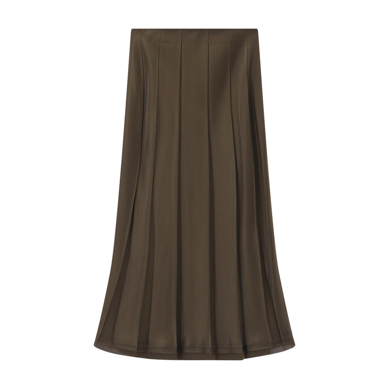 Midirock Raw-Edge aus Satin XL / Grün