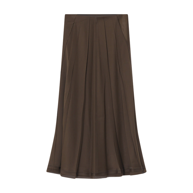 Midirock Raw-Edge aus Satin XL / Grün
