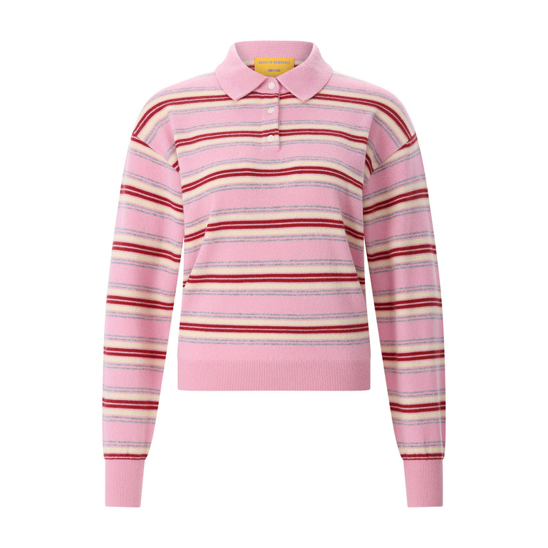 Gestreiftes Polo-Shirt Collegiate L / Rosa