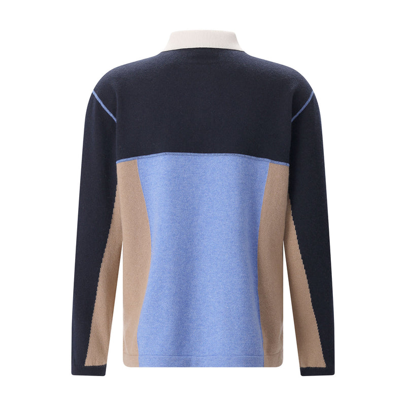 Longsleeve-Polo aus Kaschmir XL / Blau
