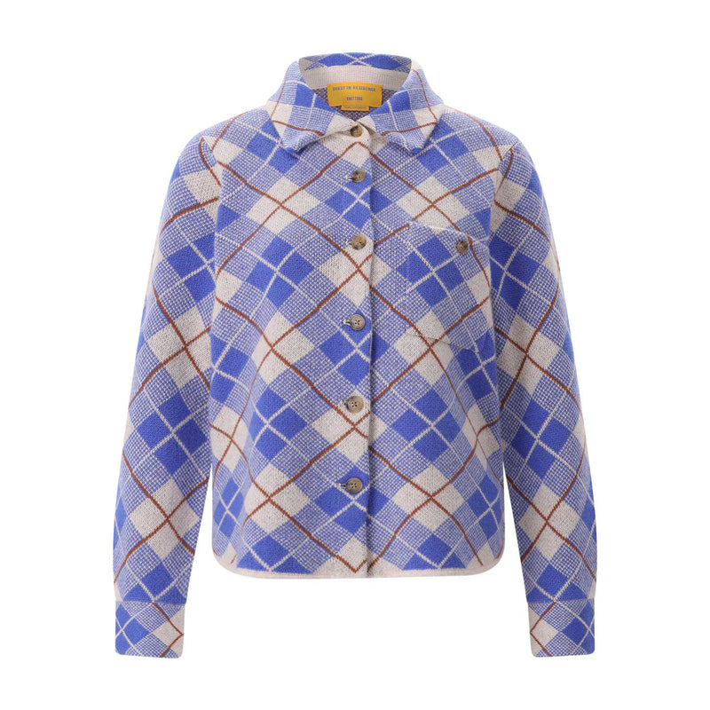 Strickjacke Dylan Plaid Shirt aus Kaschmir L / Blau