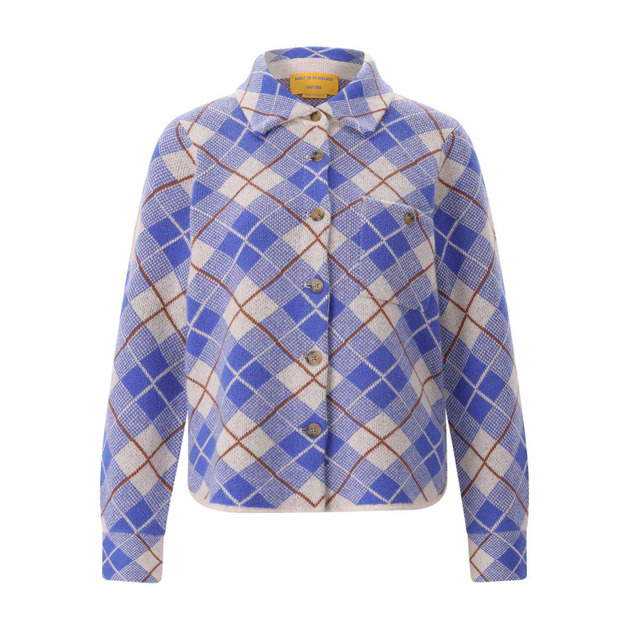 Strickjacke Dylan Plaid Shirt aus Kaschmir L / Blau