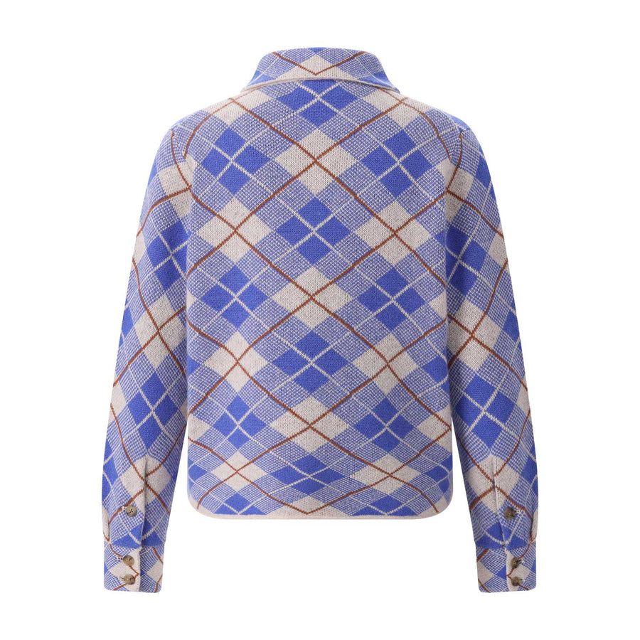 Strickjacke Dylan Plaid Shirt aus Kaschmir L / Blau