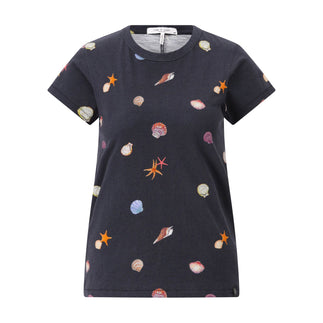 T-Shirt mit Muschelprint L / Dunkelblau