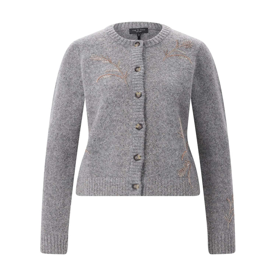 Strickjacke Iris mit Schmucksteinen L / Grau