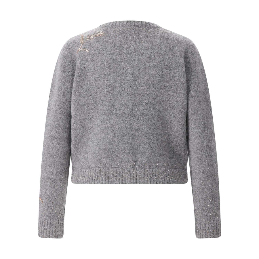 Strickjacke Iris mit Schmucksteinen L / Grau