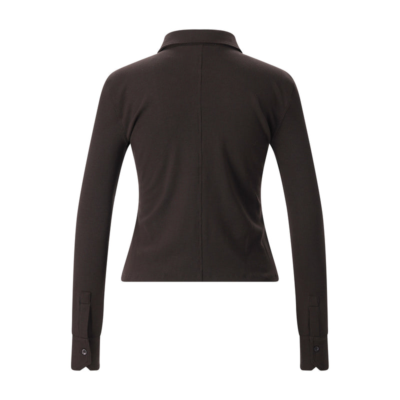 Langarm Poloshirt XL / Dunkelbraun