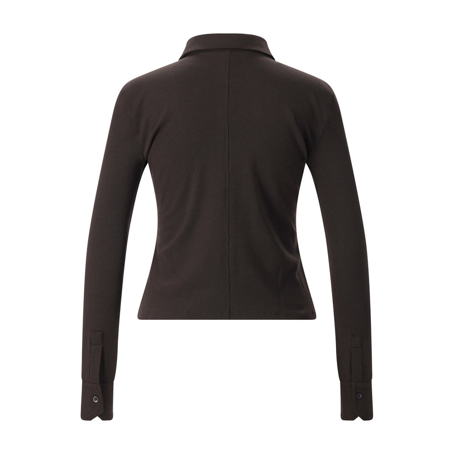 Langarm Poloshirt XL / Dunkelbraun