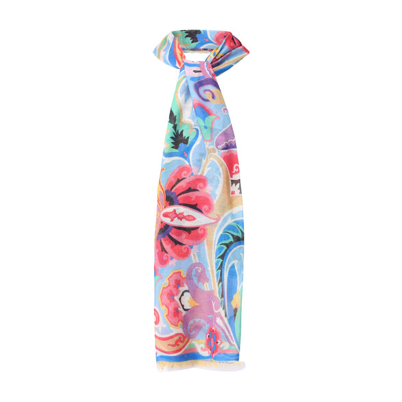 Tuch mit buntem ornamentalem Muster und Seide One Size / Multicolor