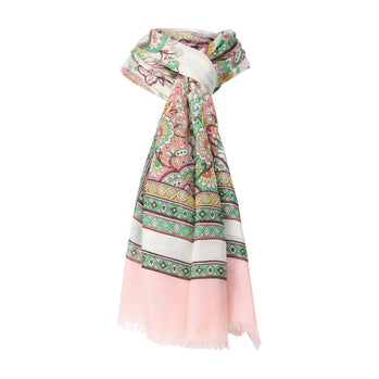 Floraler Schal mit Seide One Size / Creme