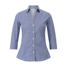 Bluse mit Muster 44 / Blau