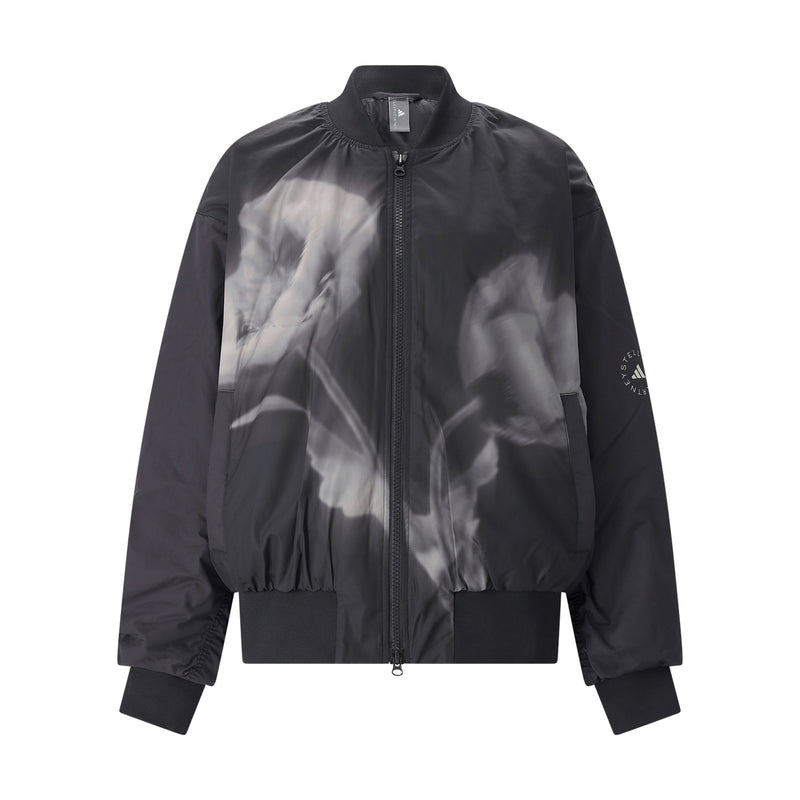 Bomberjacke mit floralem Muster L / Schwarz