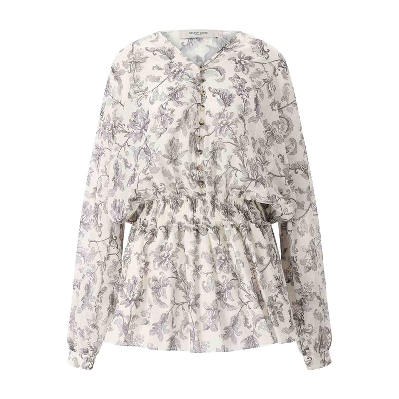 Minikleid mit Blumenmuster 38 / Creme