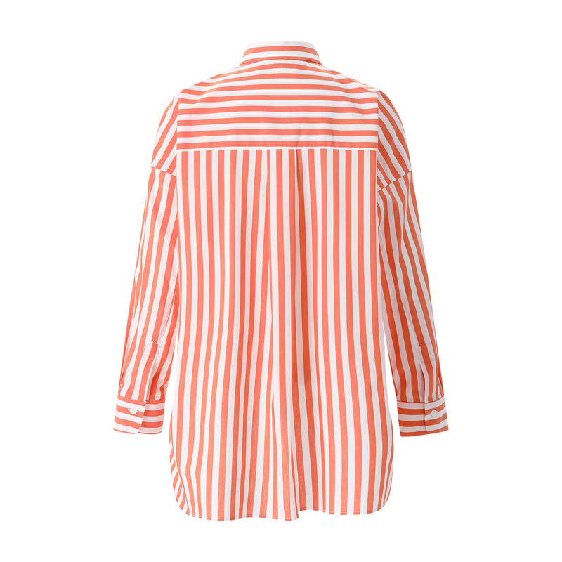 Gestreifte Hemdbluse 42 / Orange