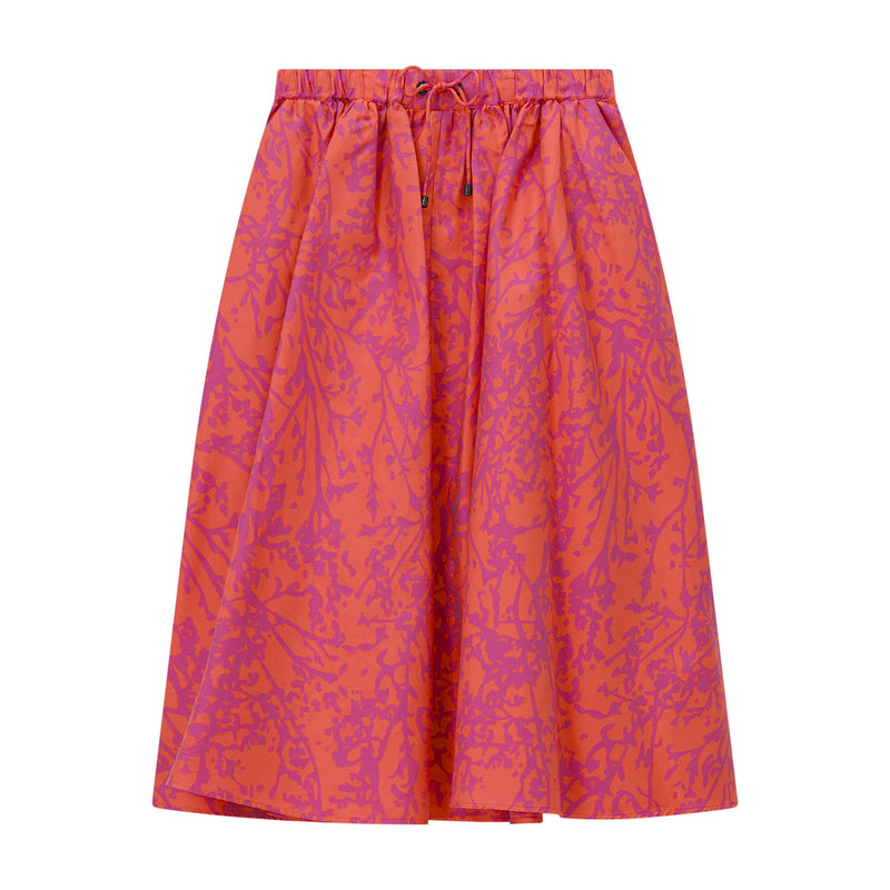 Midirock aus Baumwolle & Seide 40 / Rot