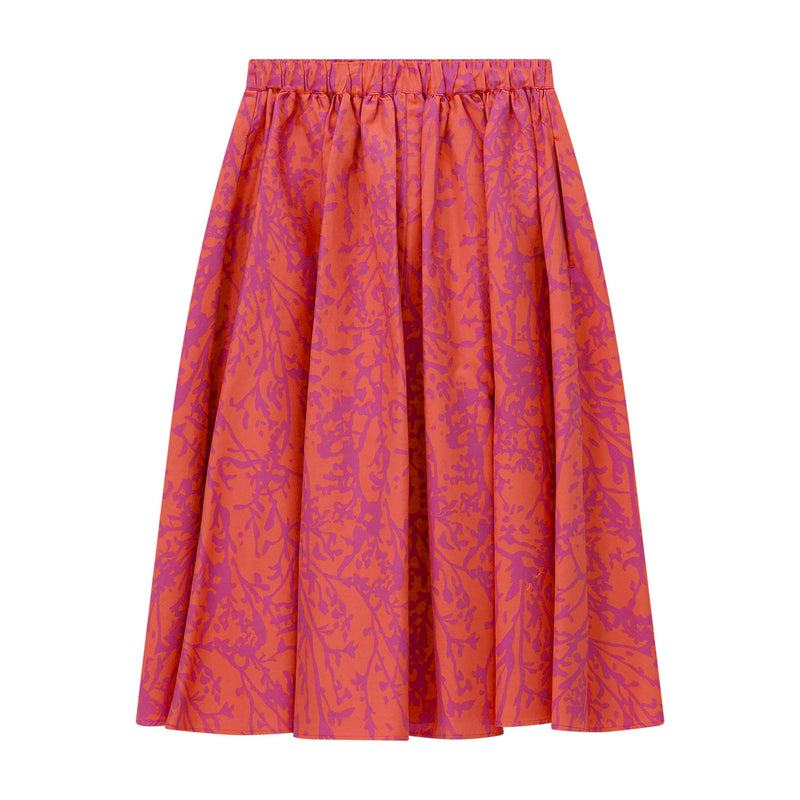 Midirock aus Baumwolle & Seide 40 / Rot