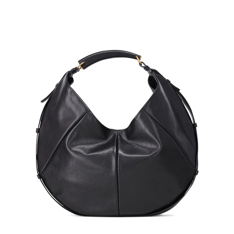 Schultertasche aus Leder . / Schwarz