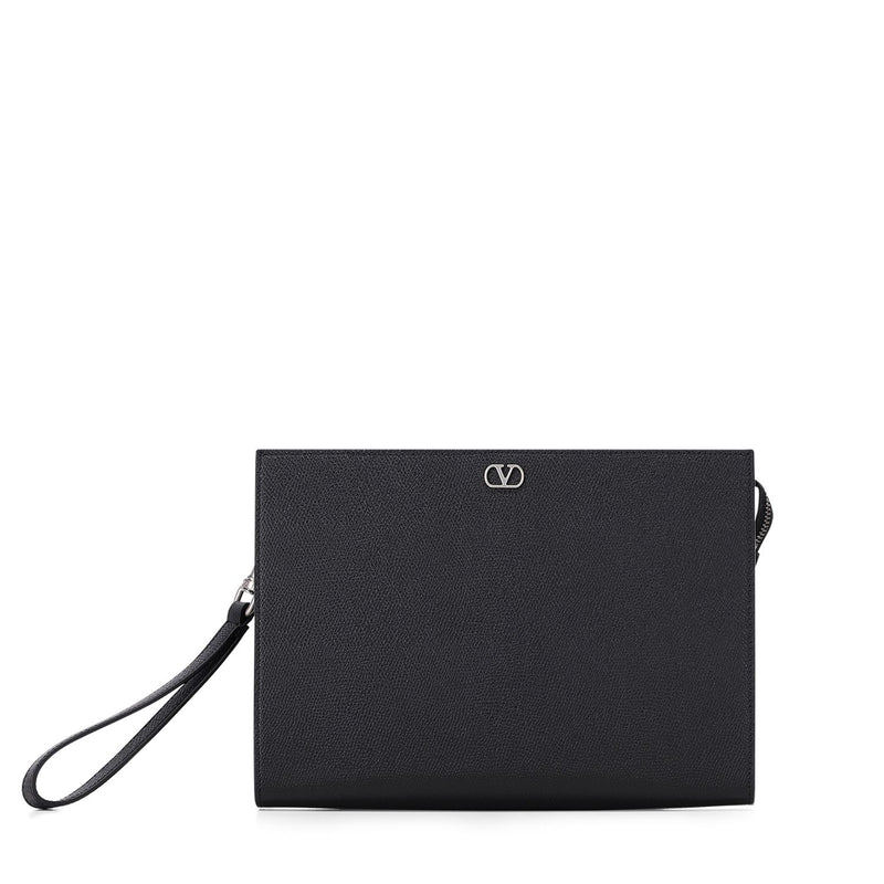 Pochette aus genarbtem Leder One Size / Schwarz