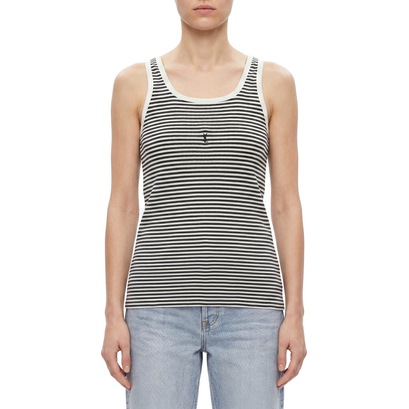 Saint Laurent Gestreiftes Top mit Logo Damen