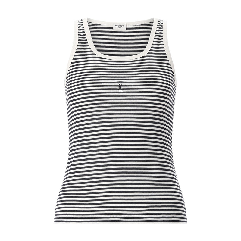 Saint Laurent Gestreiftes Top mit Logo Damen