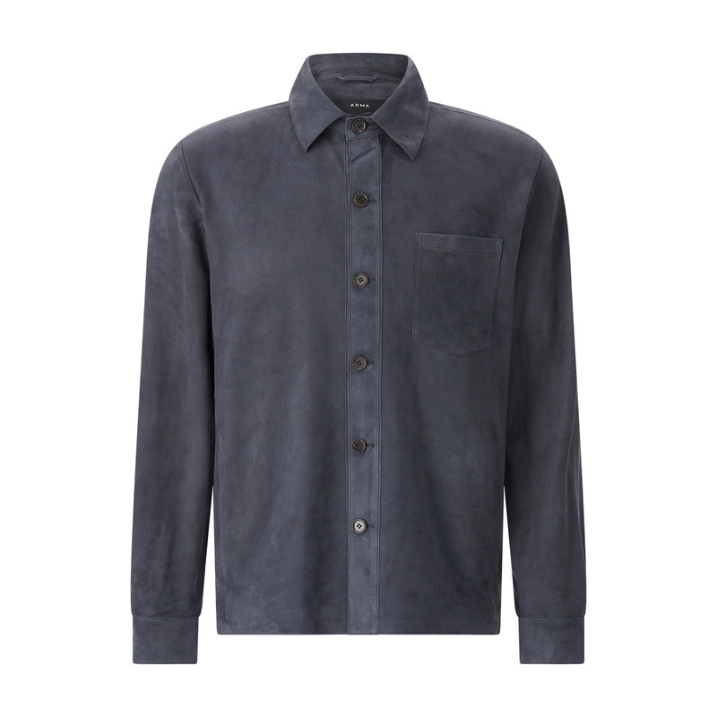 Hemdjacke aus Veloursleder 56 / Graugrün