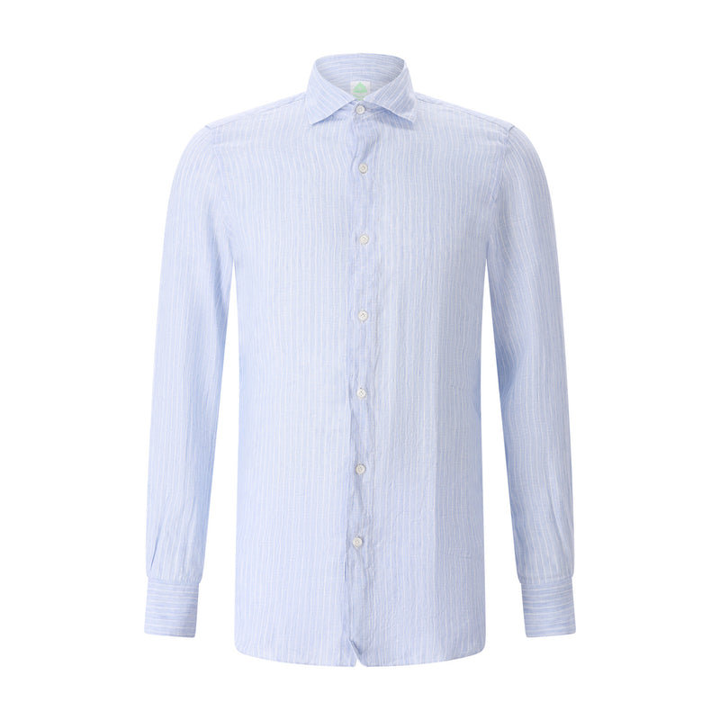 Finamore Gestreiftes Hemd aus Leinen Herren